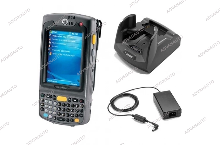 Комплект. Терминал сбора данных Motorola (Symbol) MC70 лазерный 1D цветной сенсорный WiFi, подставка для зарядки и передачи данных USB, блок питания фото 1