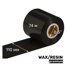 Риббон UnaProf WAX/RESIN standard 110 мм x 74 м UP302 0,5" OUT черный