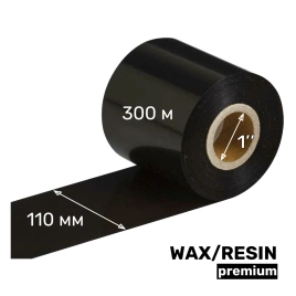 Риббон UnaProf WAX/RESIN premium 110 мм x 300 м UP301 1" OUT черный