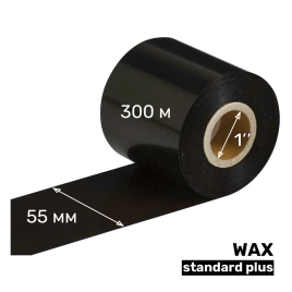 Риббон UnaProf WAX standard plus 55 мм x 300 м UP101 1" OUT черный