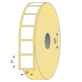 Термоэтикетка ЭКО 20x20, 1000 шт квадрат втулка 25 UnaProf