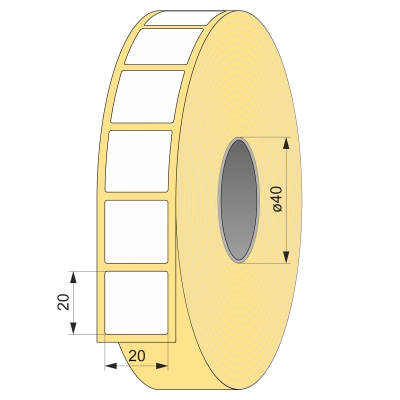 Термоэтикетка ЭКО 20х20 квадрат, 2000 шт, втулка 40 UnaProf фото 1