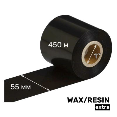 Риббон UnaProf WAX/RESIN extra 55 мм x 450 м UP303 1" IN черный	 фото 1