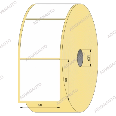 Термоэтикетка ЭКО 58x60, 200 шт  втулка 25 UnaProf фото 1