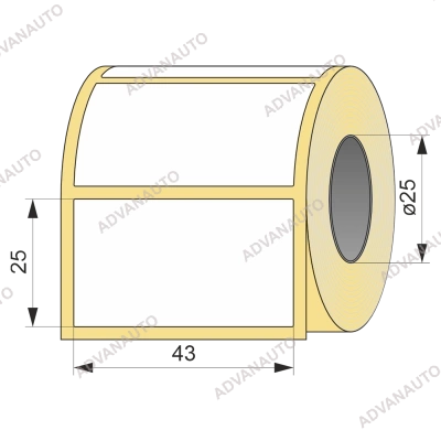 Термоэтикетка ЭКО 43x25, 500 шт  втулка 25 UnaProf фото 1