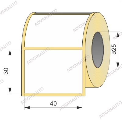 Термоэтикетка ЭКО 40x30, 500 шт  втулка 25 UnaProf фото 1