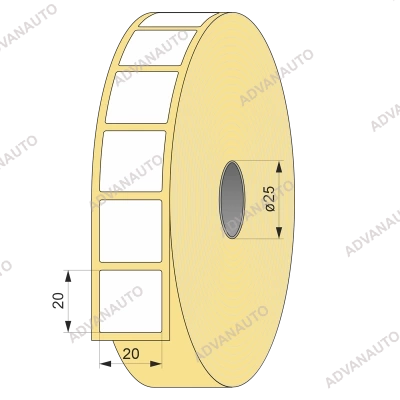 Термоэтикетка ЭКО 20x20, 650 шт  втулка 25 UnaProf фото 1