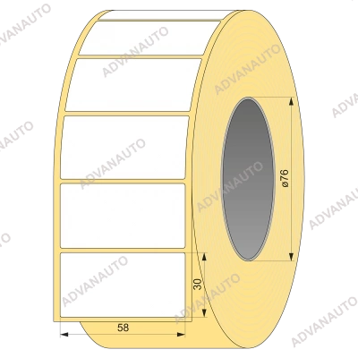 Термоэтикетка ЭКО 58x30, 5000 шт  втулка 76 UnaProf фото 1