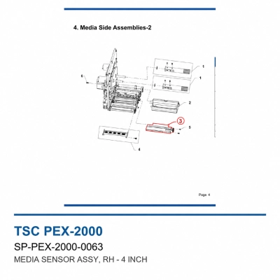 Датчик материала TSC PEX-2000, 4 дюйма, правый (SP-PEX-2000-0063) фото 2