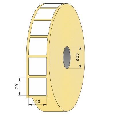 Термоэтикетка ЭКО 20x20, 1000 шт квадрат втулка 25 UnaProf фото 1