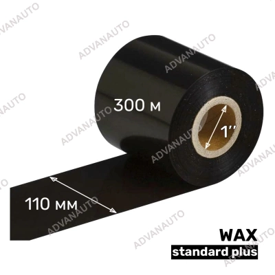 Риббон UnaProf WAX standard plus 110 мм x 300 м UP101 1" OUT черный фото 1