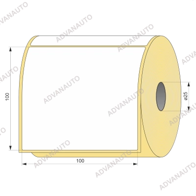 Термоэтикетка ЭКО 100x100, 100 шт  втулка 25 UnaProf фото 1
