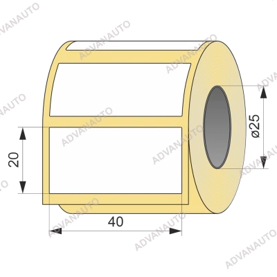 Термоэтикетка ЭКО 40x20, 500 шт  втулка 25 UnaProf фото 1
